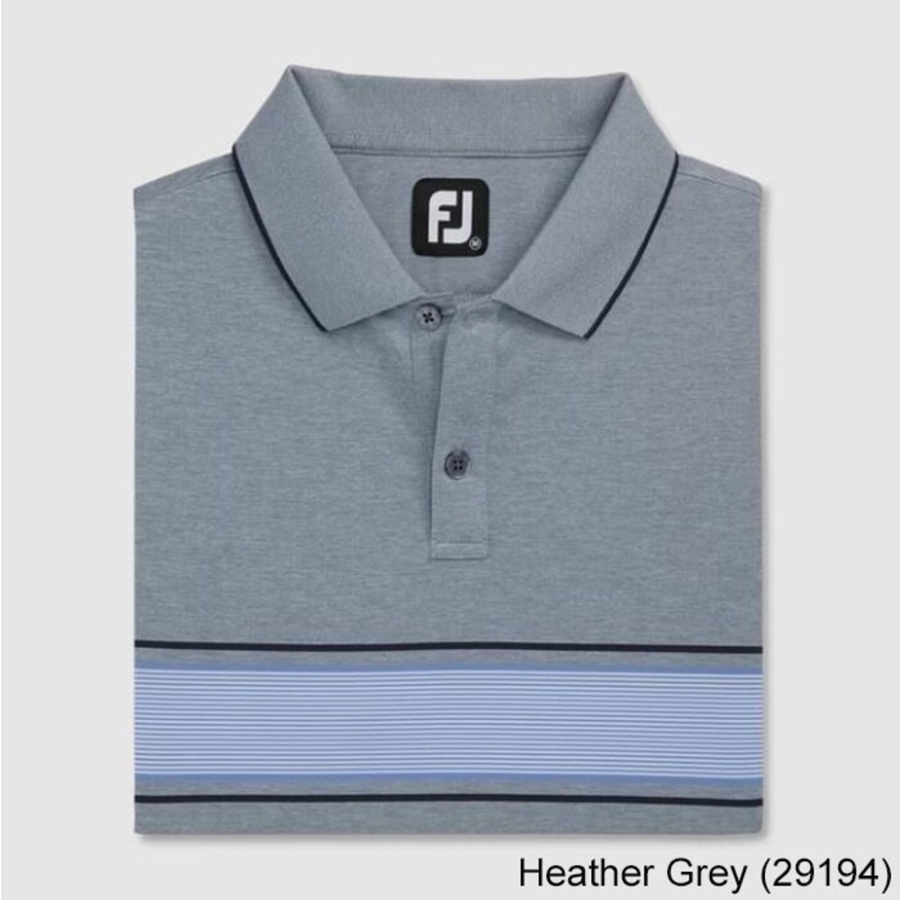 NWT Men's Footjoy Lisle Engineered Pin Stripe Knit Collar Polo Heather Grey Sz S